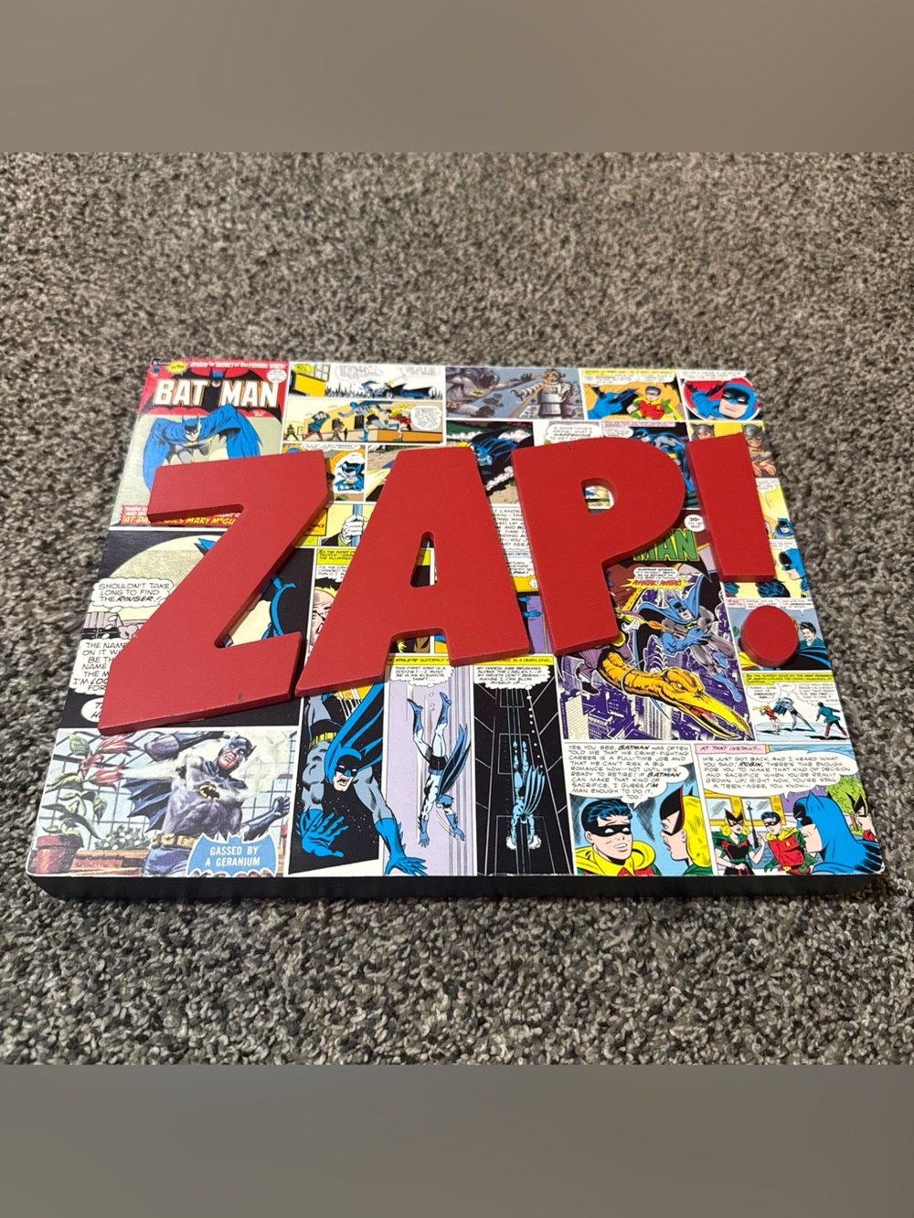 Batman Comic Panel Poster DC Comics Zap! Wooden Wall Hanger Display 9.5”x8.25”